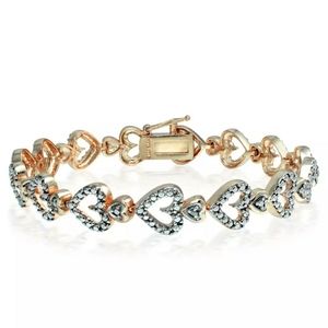 New Genuine Stunning .55ctw Diamond Hearts Tennis Bracelet 7.5"!